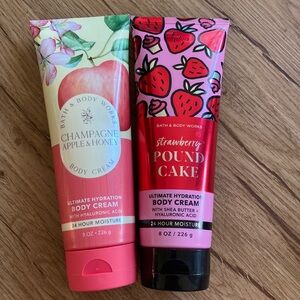 NEW bath &body works body cream bundle apple/strawberry